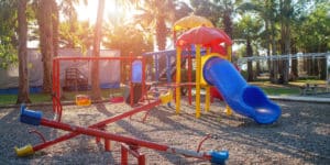 school playground on a hot day